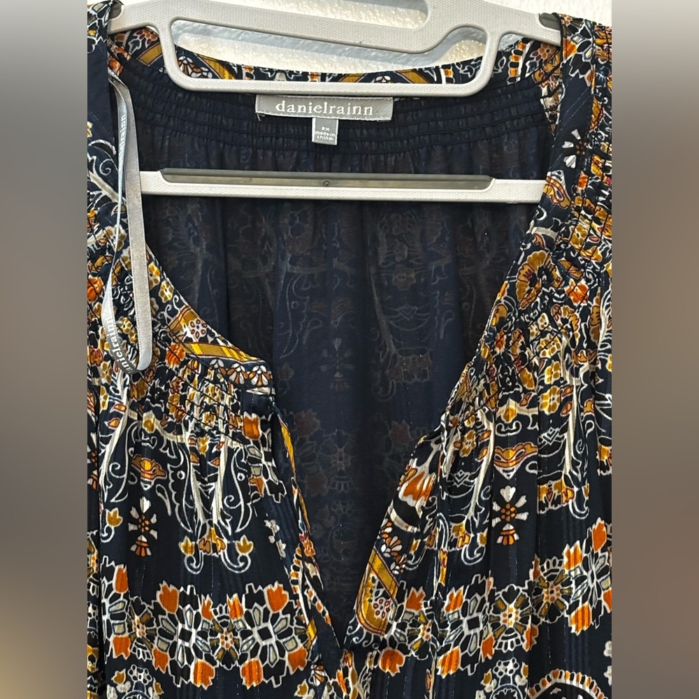 Daniel Rainn Black And Orange Patterned Tunic - image 3